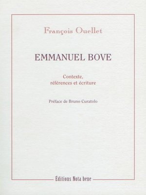cover image of Emmanuel Bove